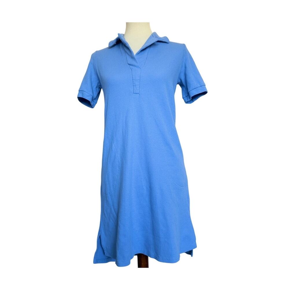Southcott Waffle Knit  Polo Dress - Blue - Large